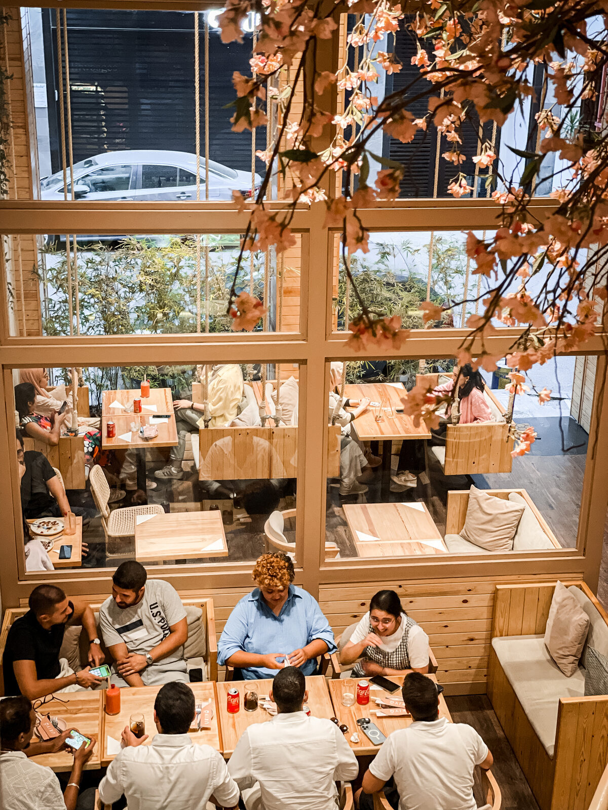 Restaurant interior with customers